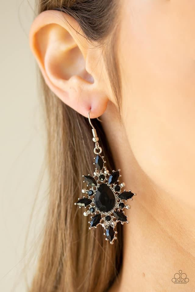 Paparazzi- Glamorously Colorful Black Earrings