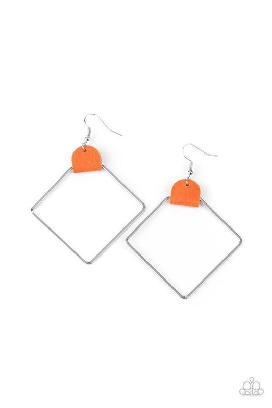 Paparazzi - Friends of a LEATHER - Orange Earrings