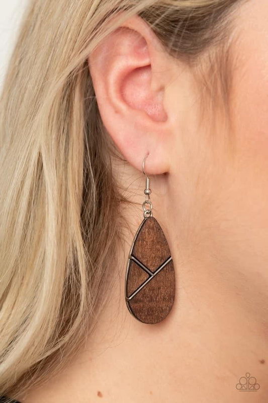 Paparazzi- Sequoia Forest-Brown Earrings