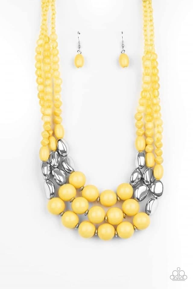 Paparazzi - Flamingo Flamboyance - Yellow Necklace