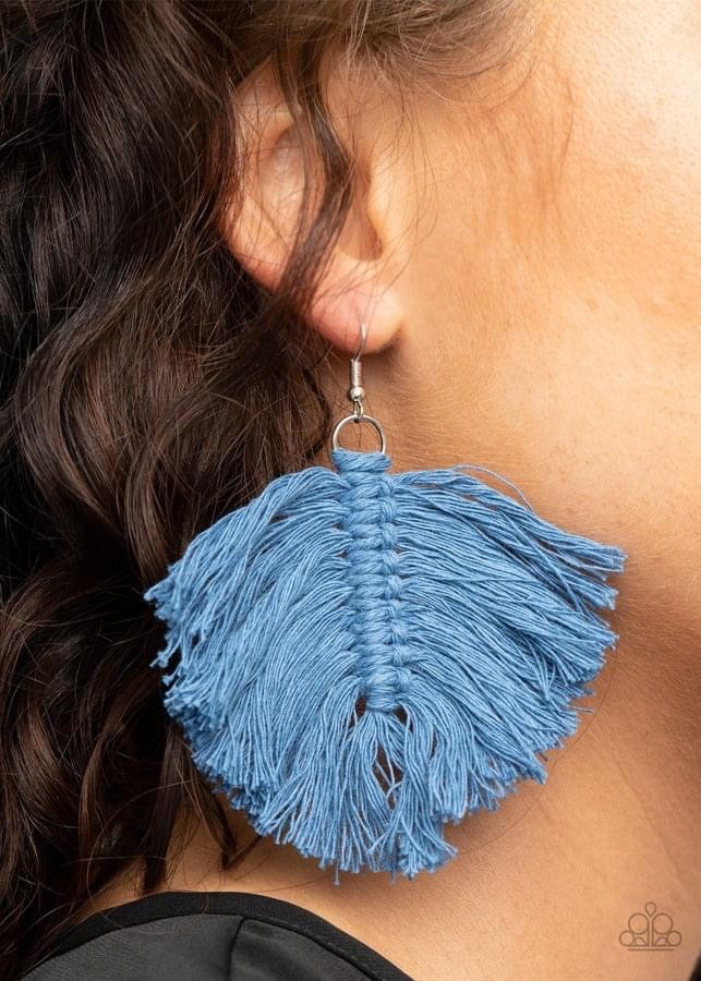 Paparazzi - Macrame Mamba Blue Earrings