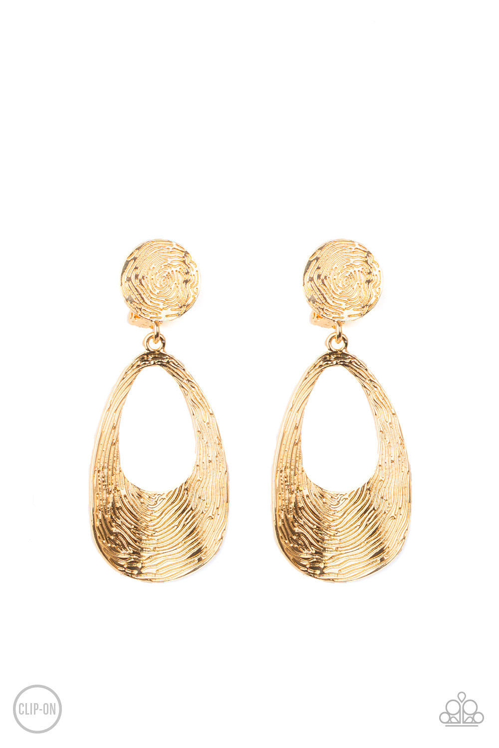 Paparazzi - Printed Perfection - Gold Clip-On Earrings