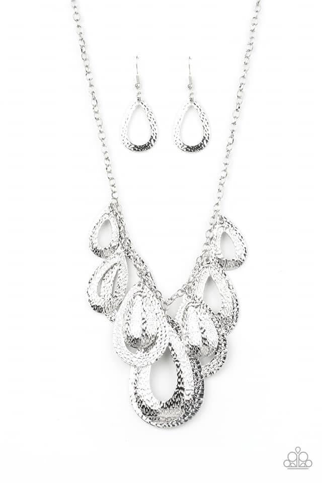 Paparazzi- Teardrop Tempest Silver Necklace