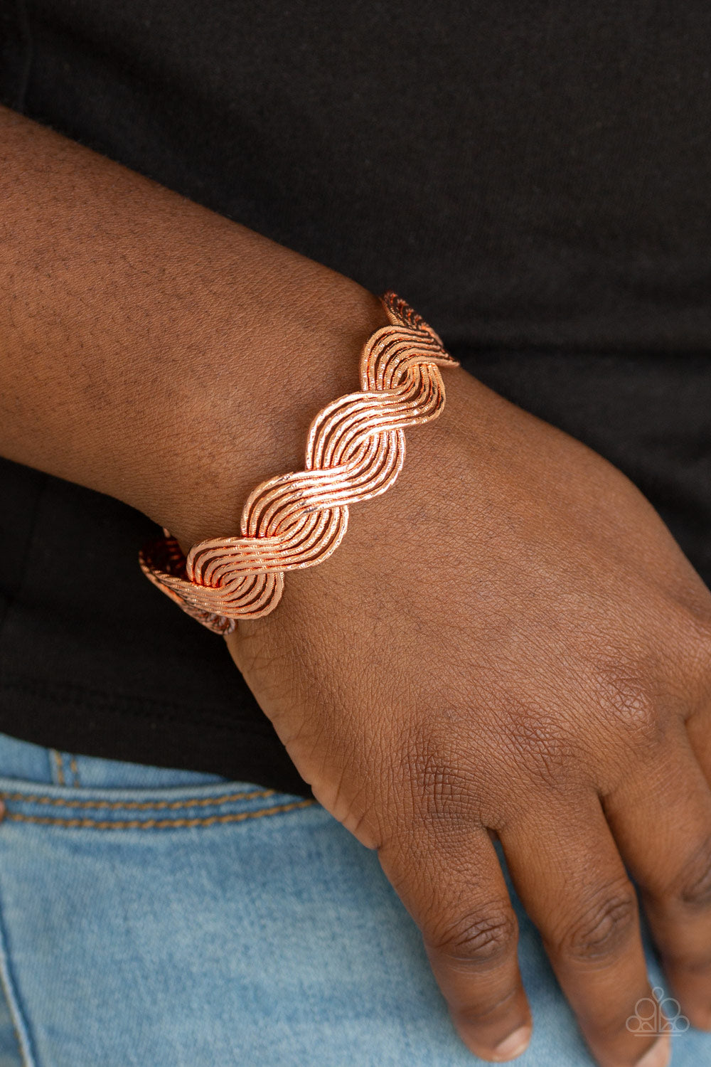 Paparazzi - Braided Brilliance - Copper Bracelet