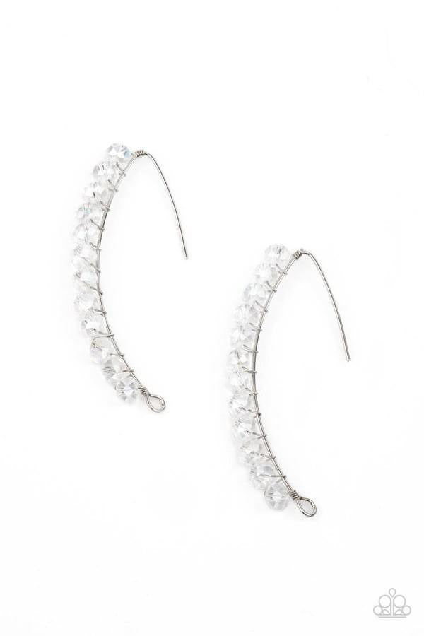 Paparazzi - GLOW Hanging Fruit - White Earrings