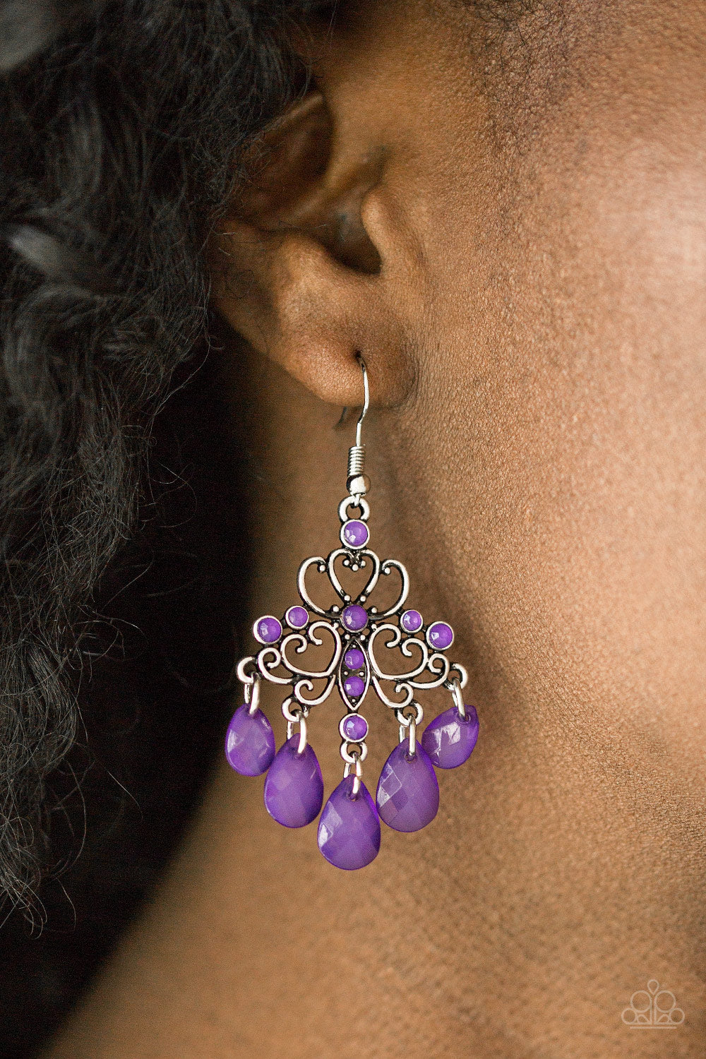 Paparazzi - Dip It GLOW - Purple Earrings