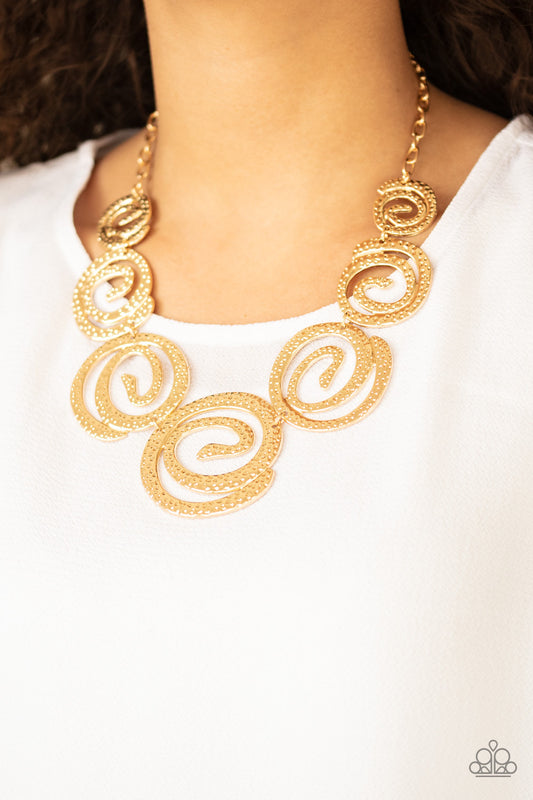 Paparazzi- Statement Swirl - Gold Necklace