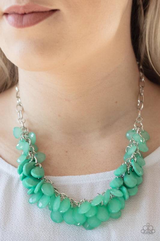 Paparazzi- Colorfully Clustered - Green Necklace