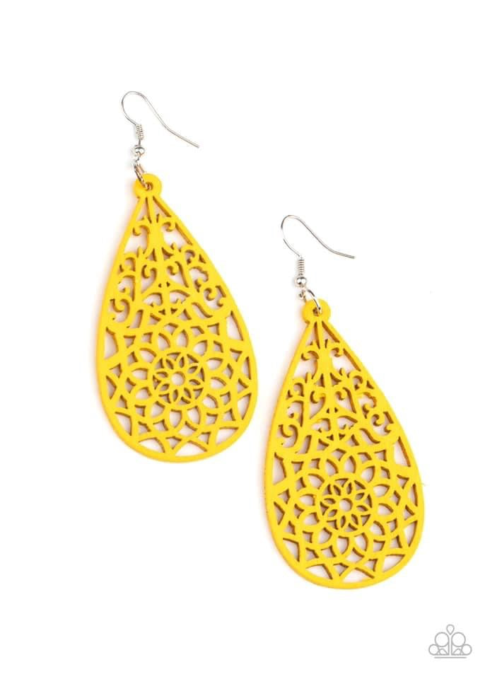 Paparazzi - Seaside Sunsets - Yellow Earrings