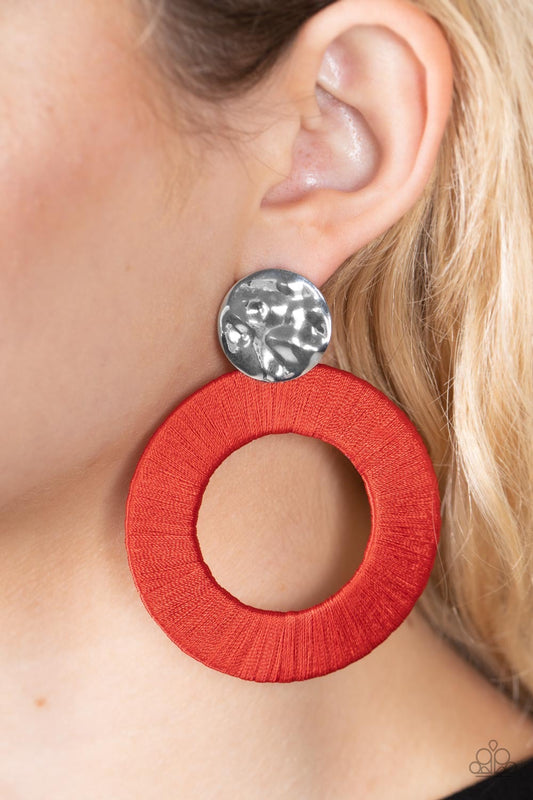 Paparazzi - Strategically Sassy - Red Post Earrings