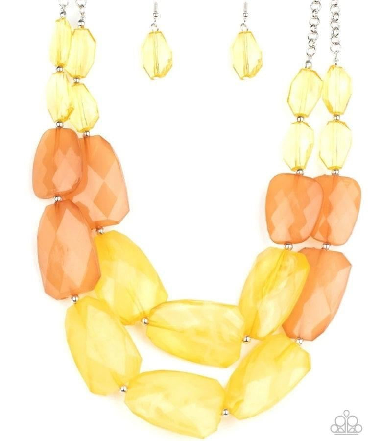 Paparazzi - GIVE ME CHILLS YELLOW NECKLACE