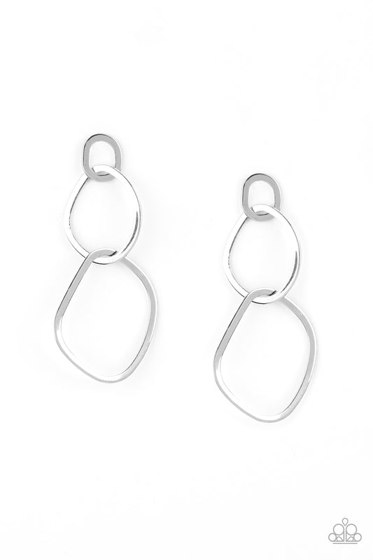 Paparazzi - Twisted Trio - Silver Post Earrings