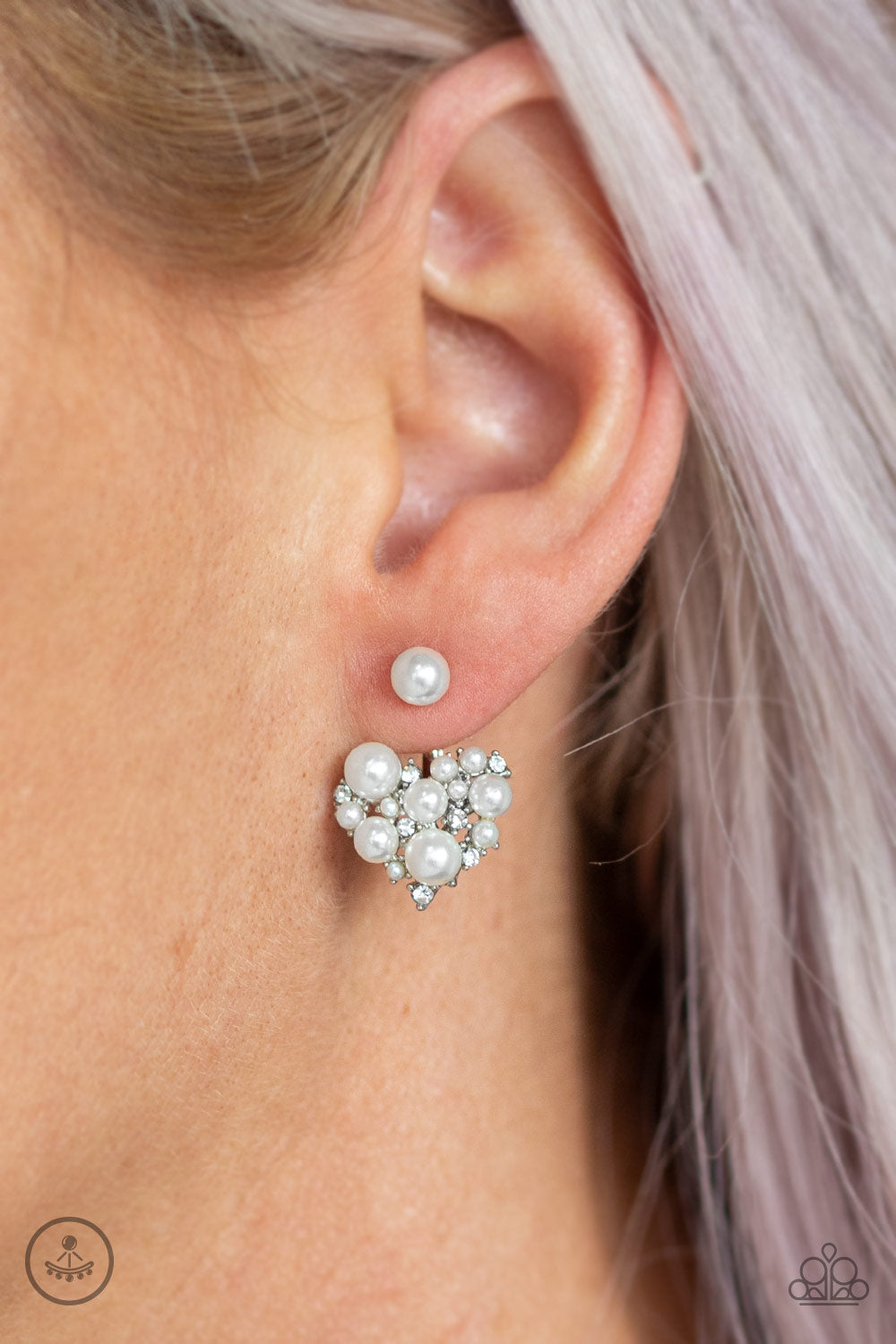 Paparazzi - Star-Studded Success - White Post Earrings