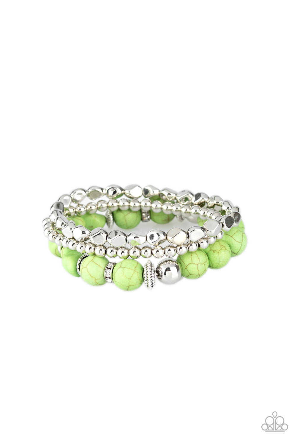 Paparazzi - Rural Restoration - Green Stretchy Bracelet