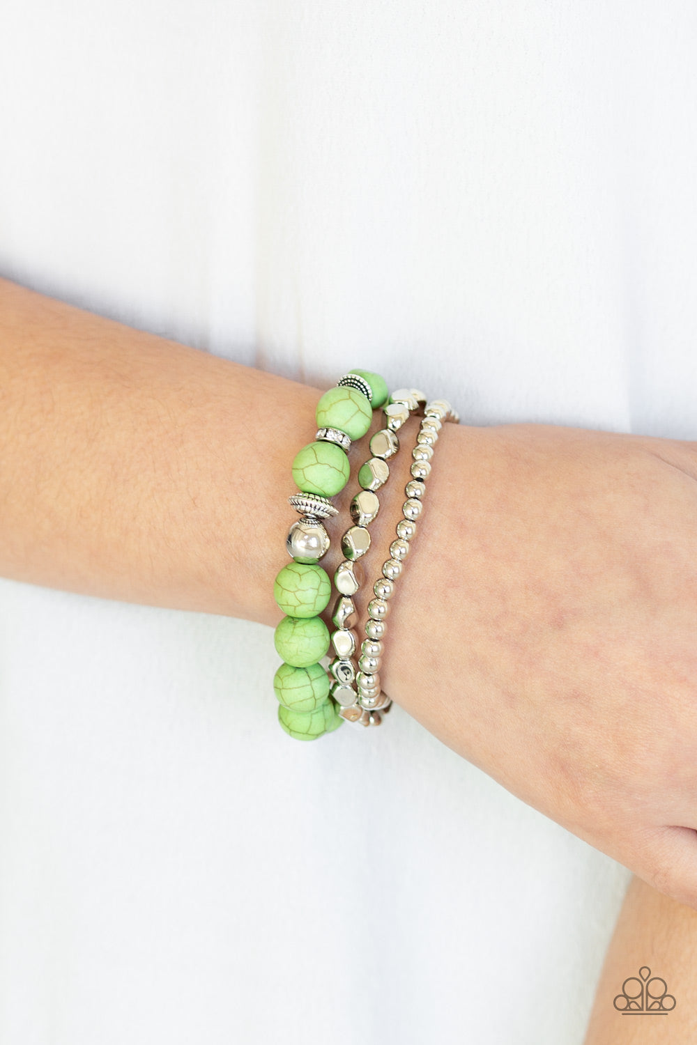 Paparazzi - Rural Restoration - Green Stretchy Bracelet