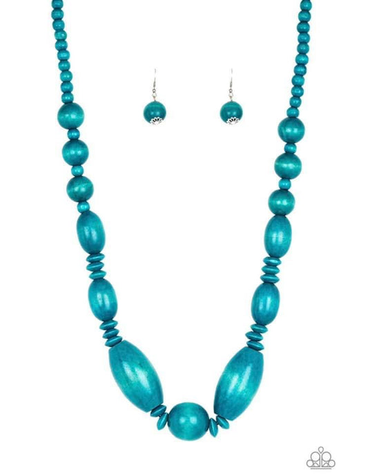 Paparazzi- Summer Breezin Blue Wooden Necklace