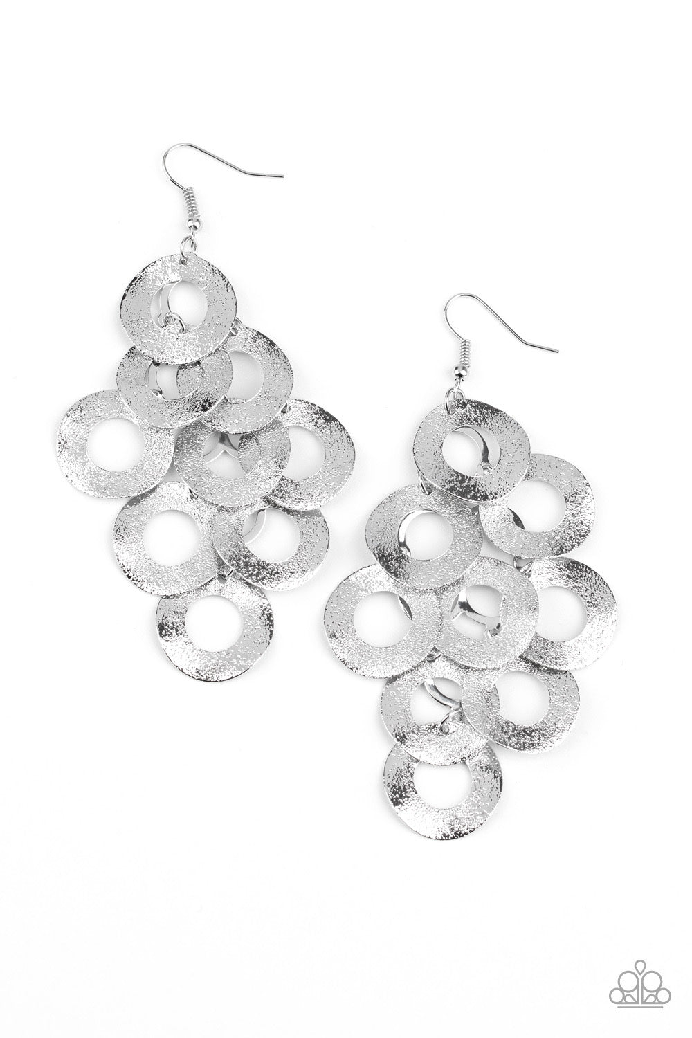 Paparazzi - Scattered Shimmer Silver Earrings