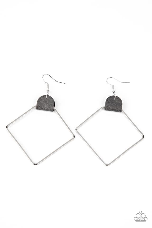 Paparazzi - Friends of a LEATHER - Silver Earrings