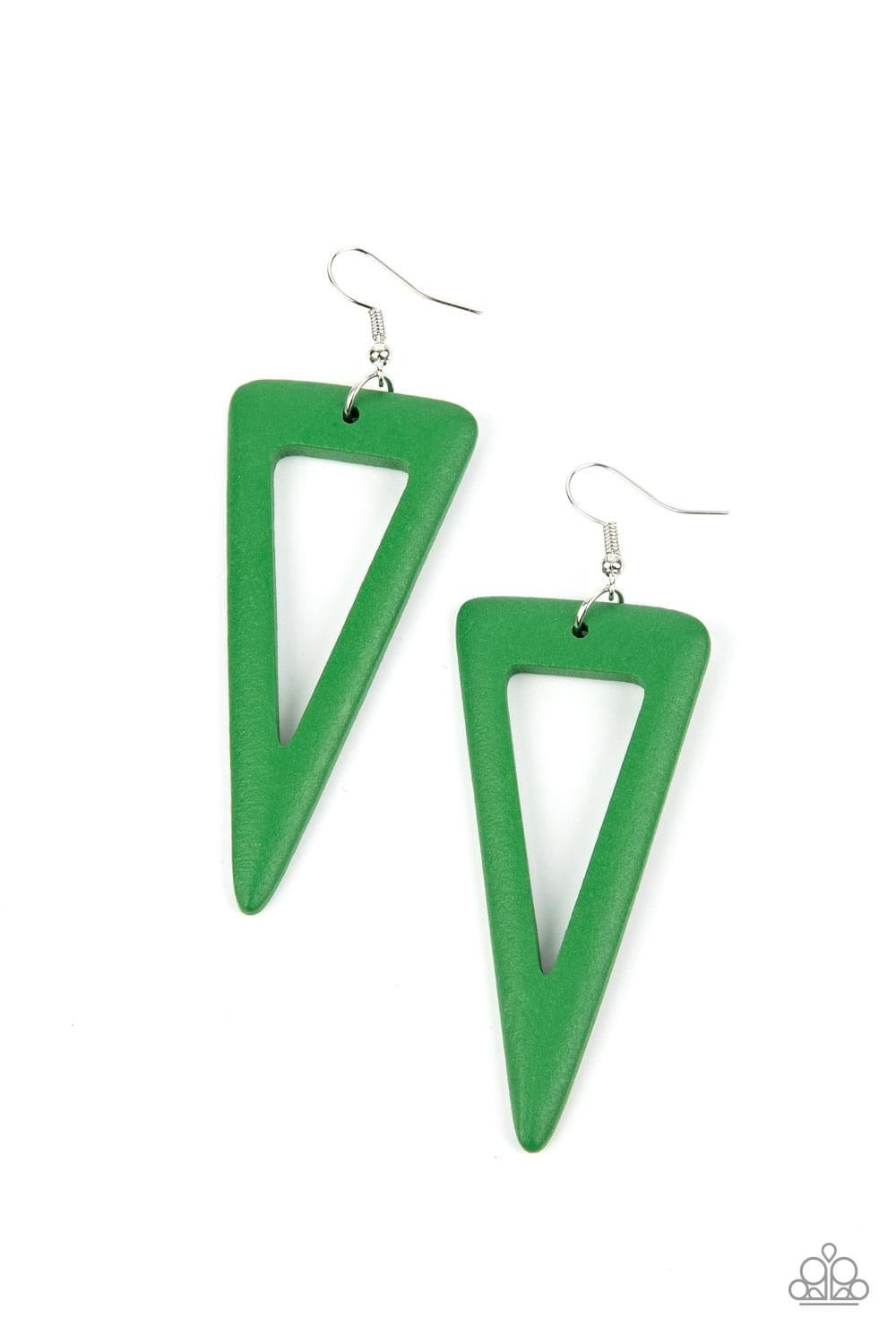 Paparazzi - Bermuda Backpacker - Green Earrings