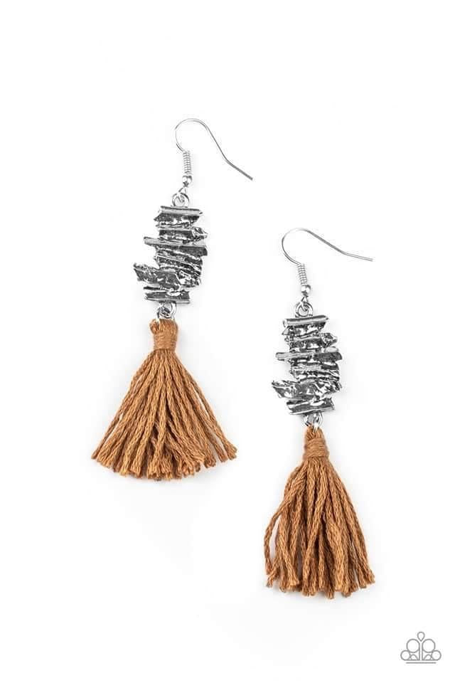 Paparazzi-Tiki Tassel - Brown Earrings