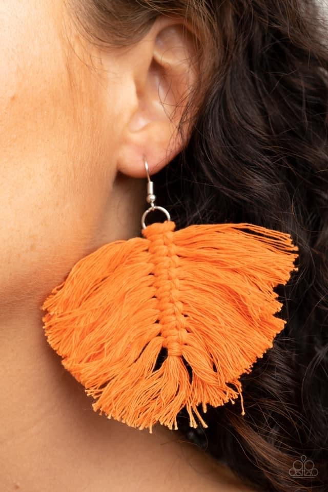 Paparazzi - Macrame Mamba - Orange Earrings