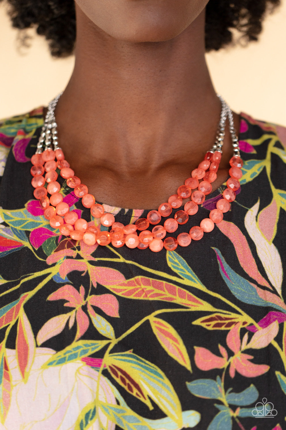 Paparazzi - Pacific Picnic Orange Necklace and Seaside Siesta - Orange Stretchy Bracelet