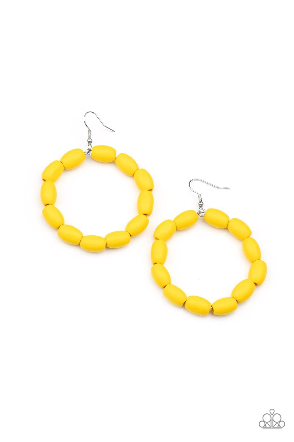 Paparazzi - Living The WOOD Life - Yellow Earrings