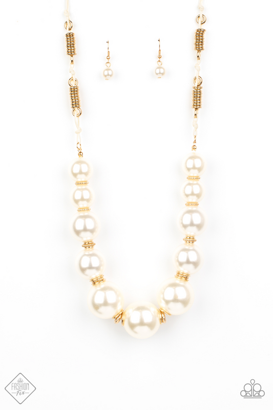 Paparazzi - Pearly Prosperity Gold Necklace