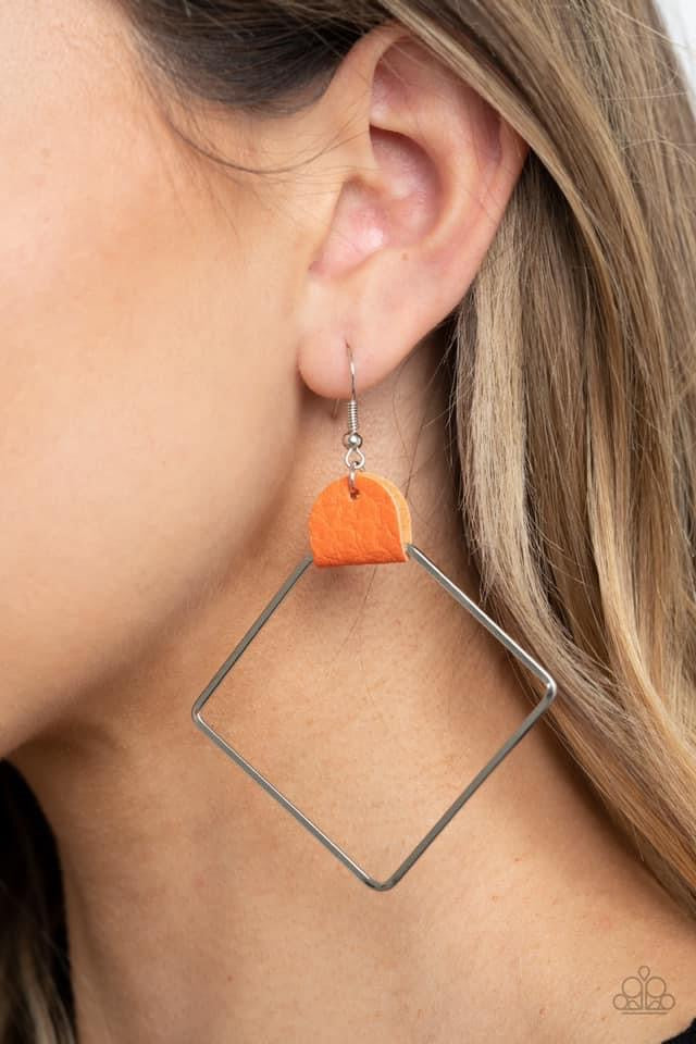 Paparazzi - Friends of a LEATHER - Orange Earrings