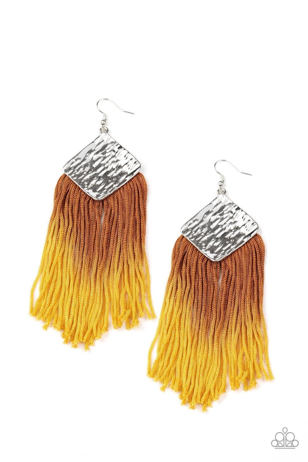 Paparazzi - DIP The Scales Yellow Earrings