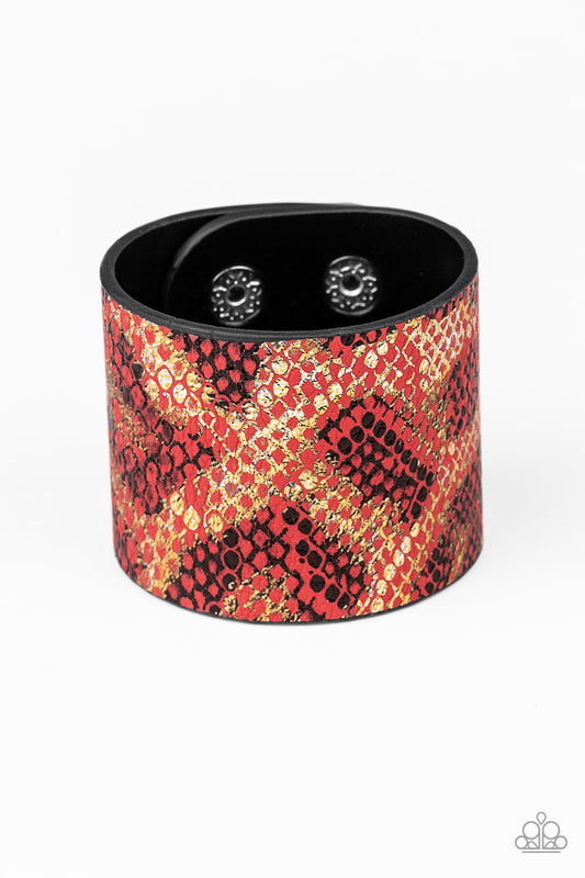 Paparazzi - Serpent Shimmer - Red Urban Wrap Bracelet