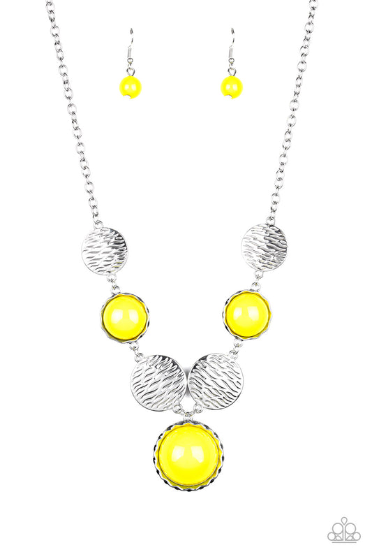 Bohemian Bombshell - Yellow Necklace and Boardwalk Boho Yellow Bracelet Set