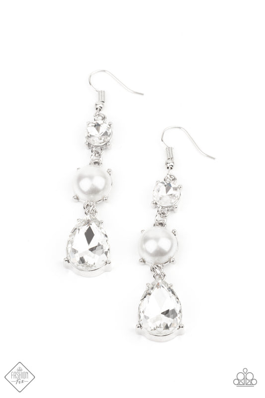 Paparazzi- Unpredictable Shimmer - White Earrings