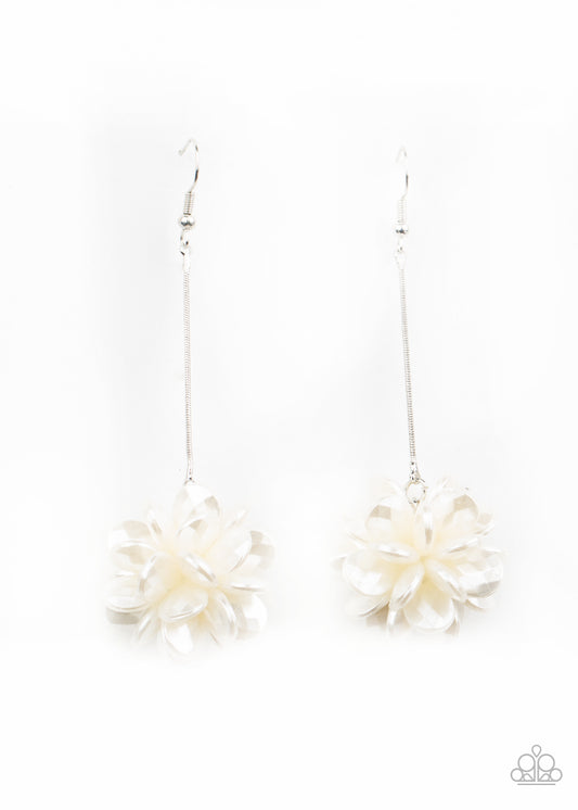 Paparazzi - Swing Big - White Earrings