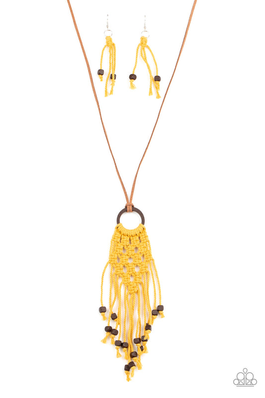 Paparazzi - Its Beyond MACRAME! - Yellow Necklace