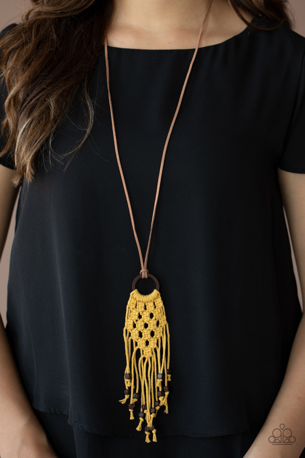 Paparazzi - Its Beyond MACRAME! - Yellow Necklace