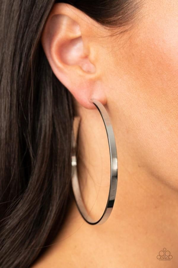 Paparazzi- Lean Into The Curves Silver Hoop Earrings