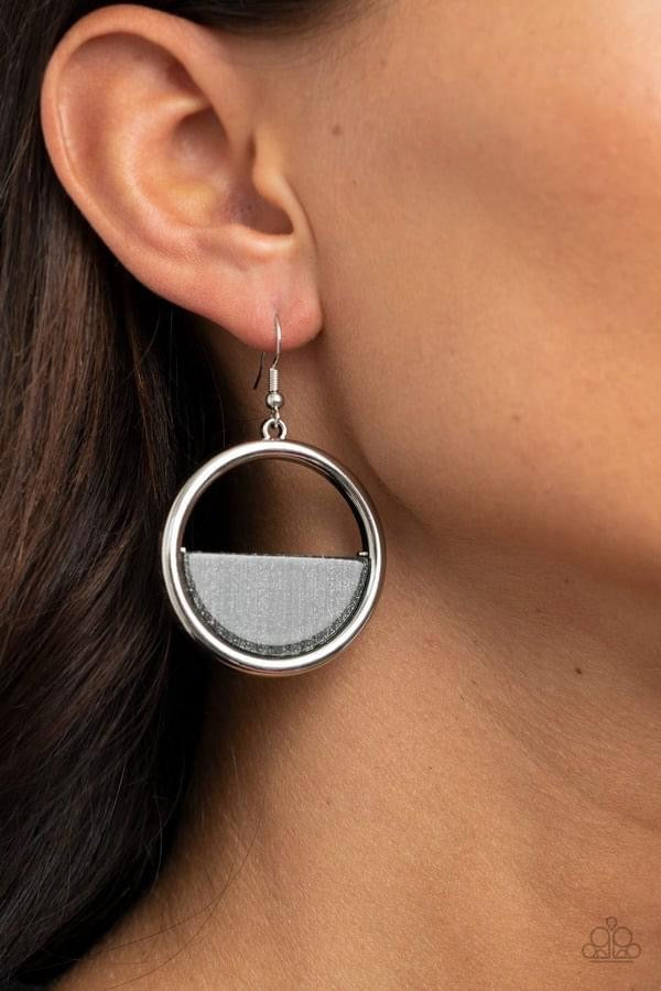 Paparazzi - Stuck in Retrograde Silver Earrings