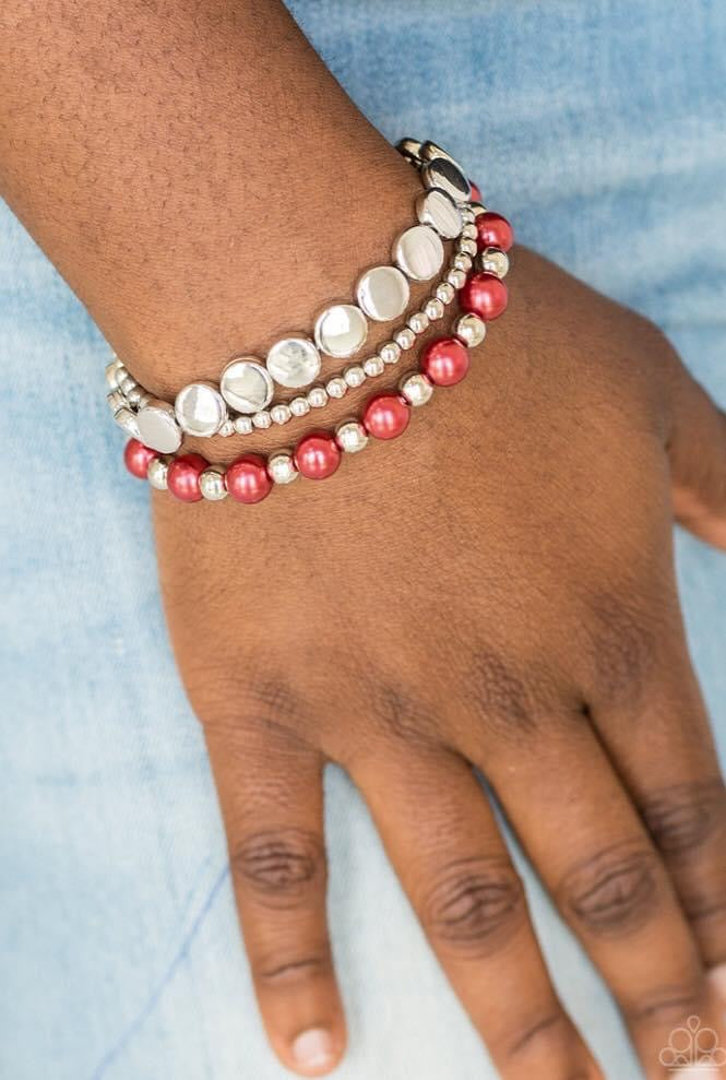 Paparazzi - Girly Girl Glamour - Red Bracelet