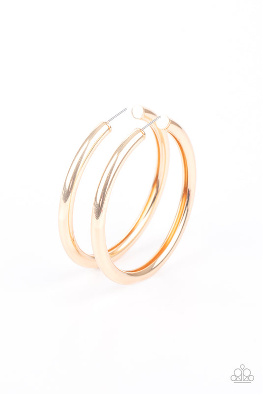 Paparazzi - Curve Ball - Gold Earrings