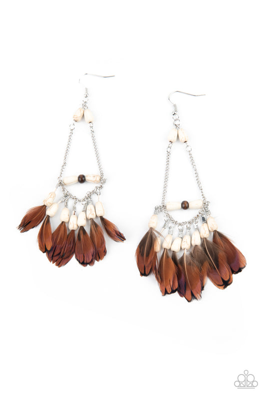 Paparazzi - Haute Hawk - White Earrings