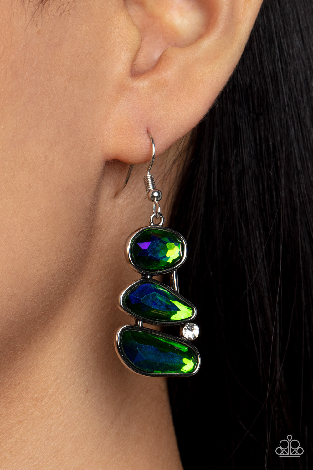 Paparazzi - Gem Galaxy - Green Earrings