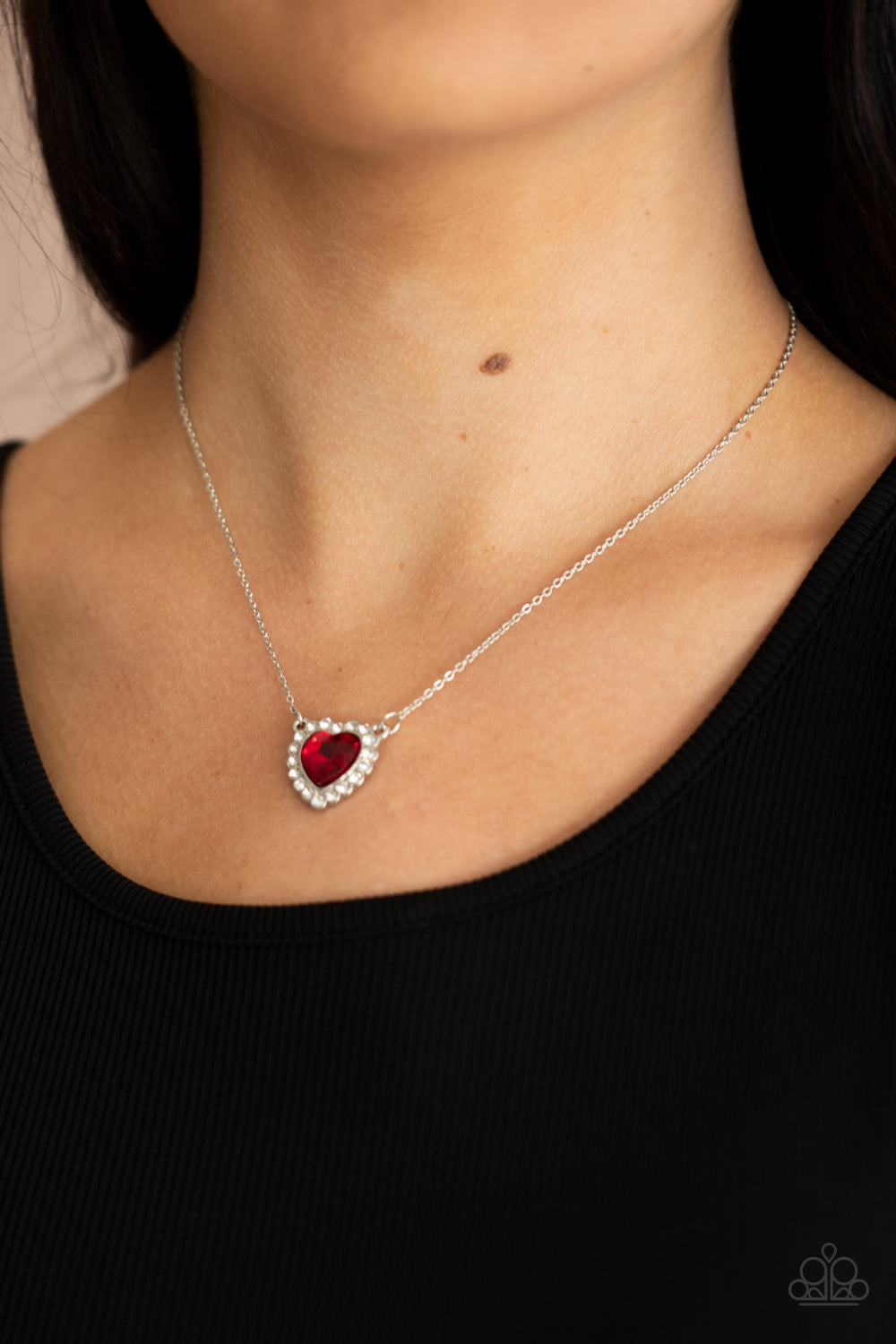 Paparazzi - Out of the GLITTERY-ness of Your HEART Red Necklace