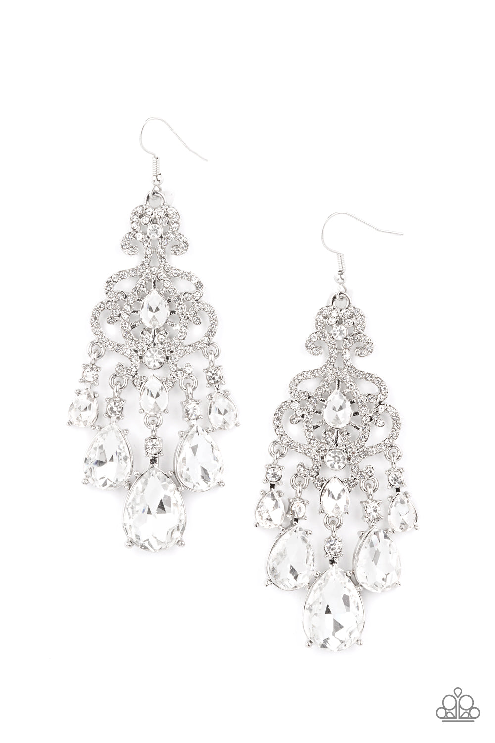 Paparazzi - Queen Of All Things Sparkly - White Earrings