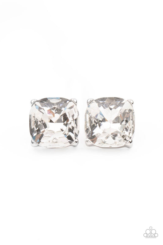 Paparazzi- Royalty High - White Post Earrings