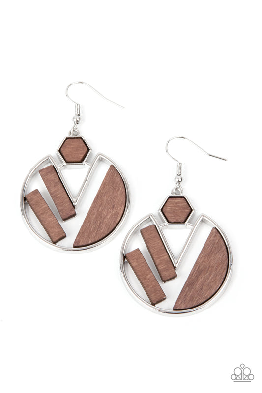 Paparazzi - Petrified Posh - Brown Earrings