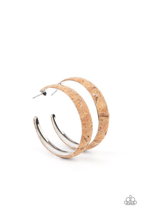 Paparazzi - A CORK In The Road - Silver Hoop Earrings