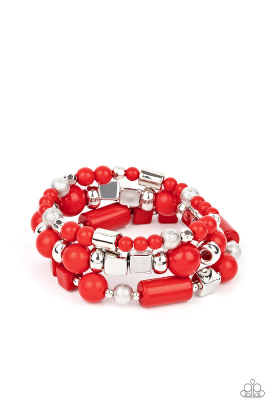 Paparazzi - Perfectly Prismatic - Red Bracelet