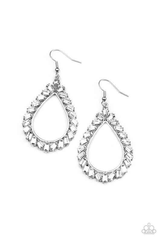 Paparazzi - Stay Sharp - White Earrings