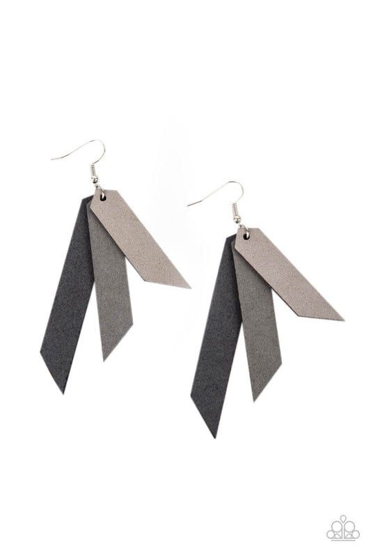 Paparazzi - Suede Shade - Silver Earrings